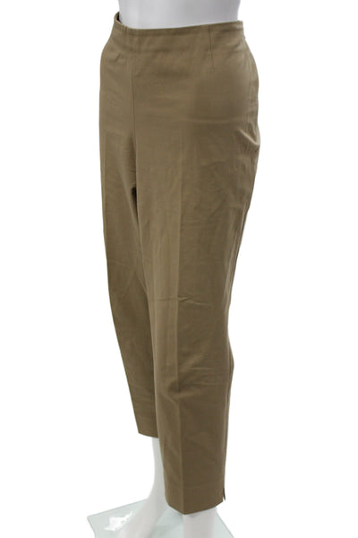 Lafayette 148 New York Womens Brown Ankle Pants Cotton Zip Size 12