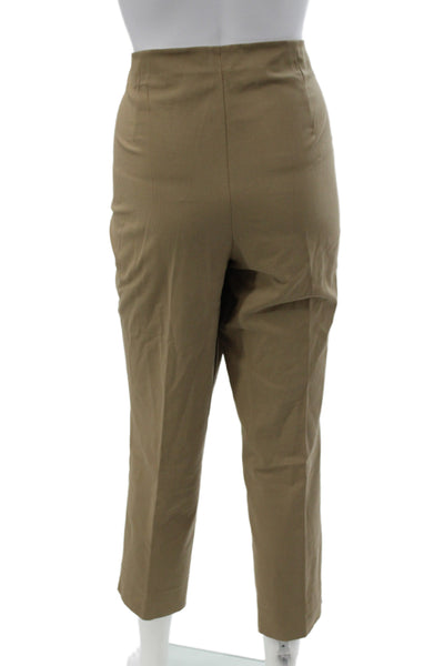 Lafayette 148 New York Womens Brown Ankle Pants Cotton Zip Size 12