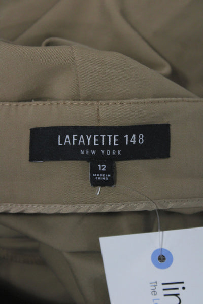 Lafayette 148 New York Womens Brown Ankle Pants Cotton Zip Size 12