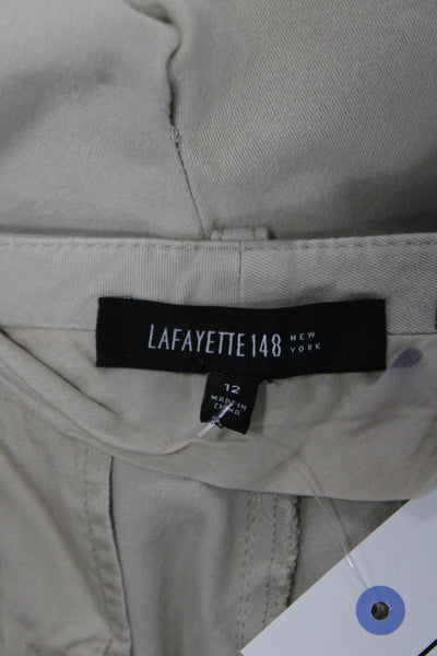 Lafayette 148 New York Women Chino Pants Beige Cotton Inseam 26 Size 12