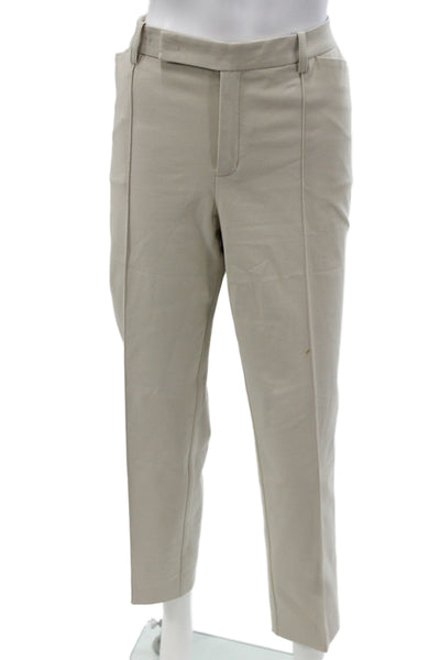 Lafayette 148 New York Womens Beige Dress Pants Button Cotton Size 12
