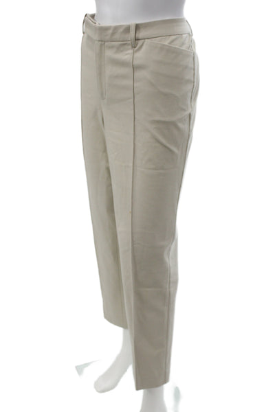 Lafayette 148 New York Womens Beige Dress Pants Button Cotton Size 12