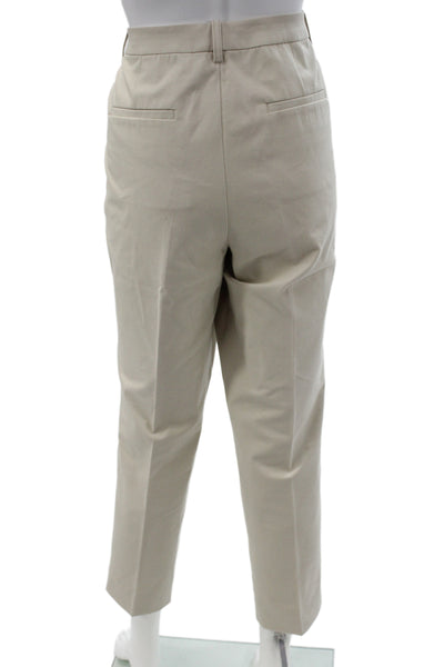 Lafayette 148 New York Womens Beige Dress Pants Button Cotton Size 12