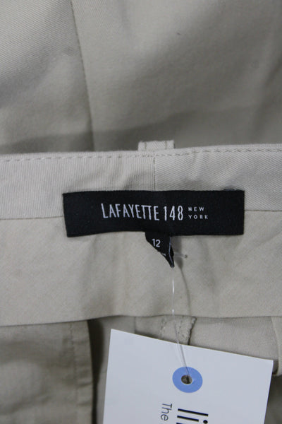 Lafayette 148 New York Womens Beige Dress Pants Button Cotton Size 12