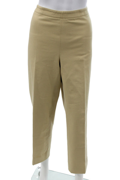 Lafayette 148 New York Women Beige Chino Pants 96% Cotton Zip Size 12