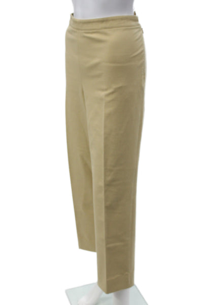 Lafayette 148 New York Women Beige Chino Pants 96% Cotton Zip Size 12