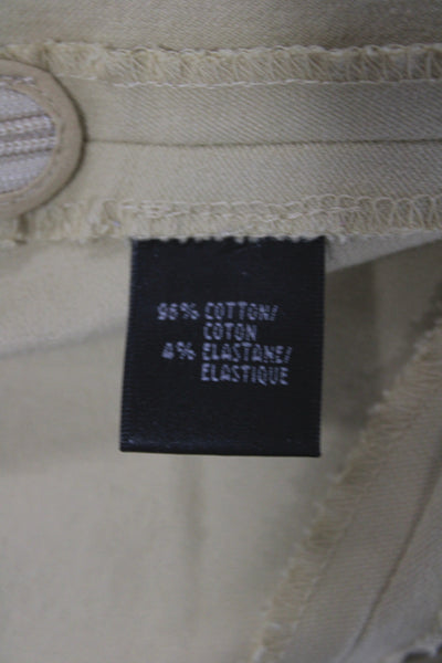 Lafayette 148 New York Women Beige Chino Pants 96% Cotton Zip Size 12