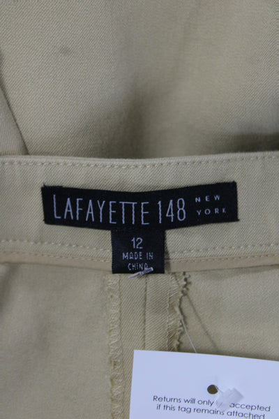 Lafayette 148 New York Women Beige Chino Pants 96% Cotton Zip Size 12