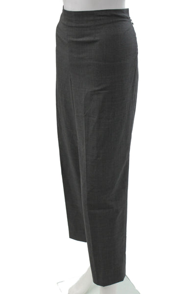 Piazza Sempione Women Dress Pants Gray Canvas Animal Print Zip Size M