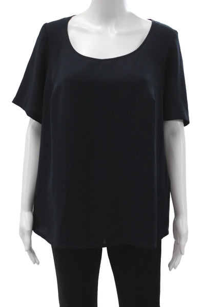 Marina Rinaldi Women Black Basic Scoop Neck Short Sleeve Blouse Plus Size S