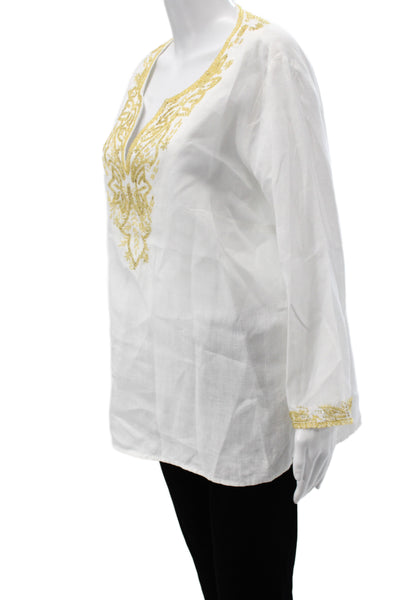 Michael Michael Kors Womens Boho Linen VNeck Tunic Blouse Size L