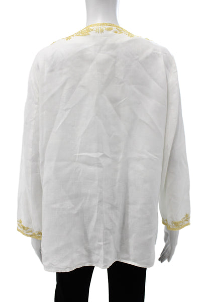 Michael Michael Kors Womens Boho Linen VNeck Tunic Blouse Size L