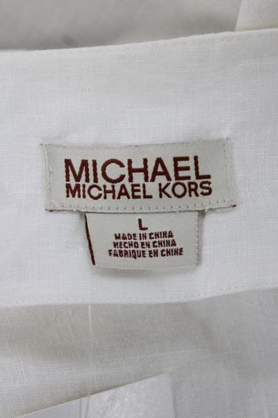 Michael Michael Kors Womens Boho Linen VNeck Tunic Blouse Size L