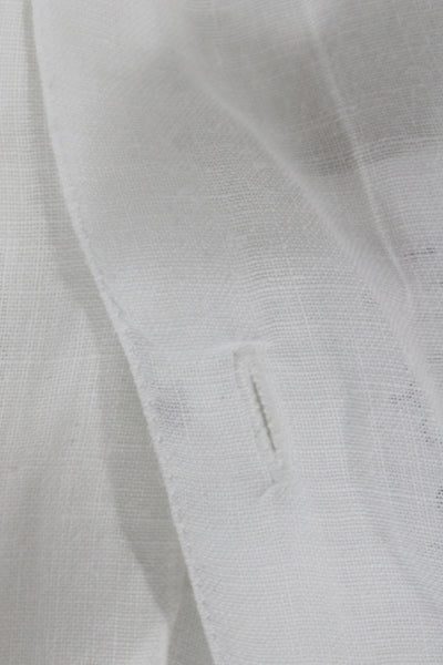 Brooks Brothers Women White Irish Linen Button-Up Blouse Long Sleeve Size M