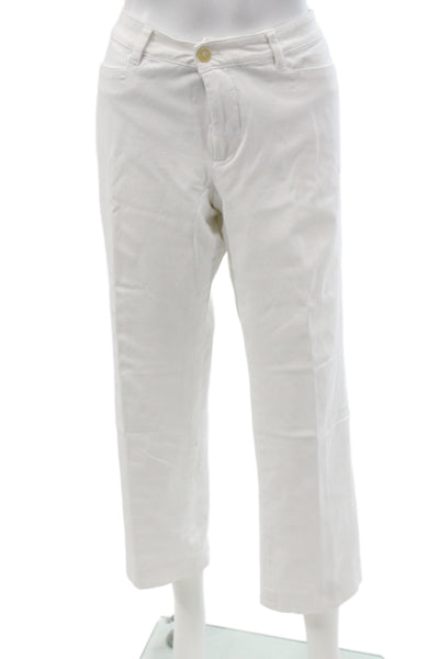 Lauren Ralph Lauren Women Cropped White Cotton Button Pants Size 12