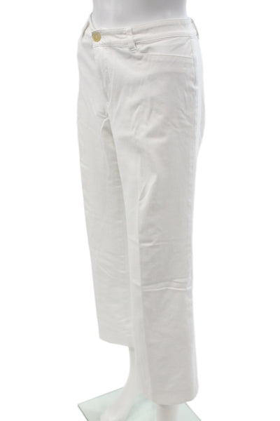 Lauren Ralph Lauren Women Cropped White Cotton Button Pants Size 12