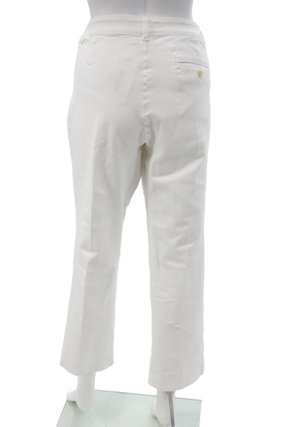 Lauren Ralph Lauren Women Cropped White Cotton Button Pants Size 12
