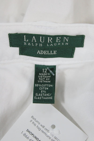 Lauren Ralph Lauren Women Cropped White Cotton Button Pants Size 12