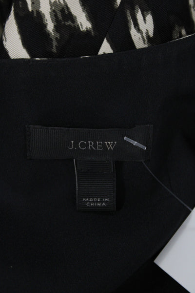 J Crew Womens Shift Dress Black Silk Houndstooth Sleeveless Round Neck Size L