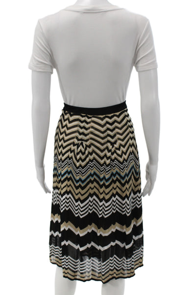 Dana Buchman Womens Pleated Chevron Skirt Beige Rayon Knee Length Size L