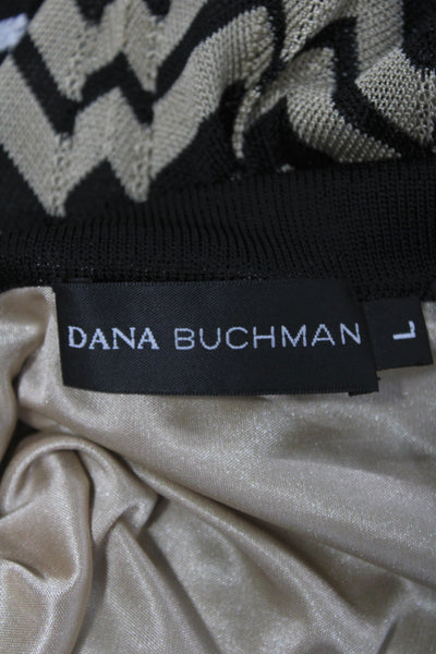 Dana Buchman Womens Pleated Chevron Skirt Beige Rayon Knee Length Size L
