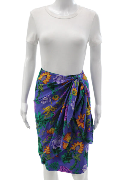 Ellen Tracy Women Wrap Silk Floral Short Skirt Tie Waist Size L
