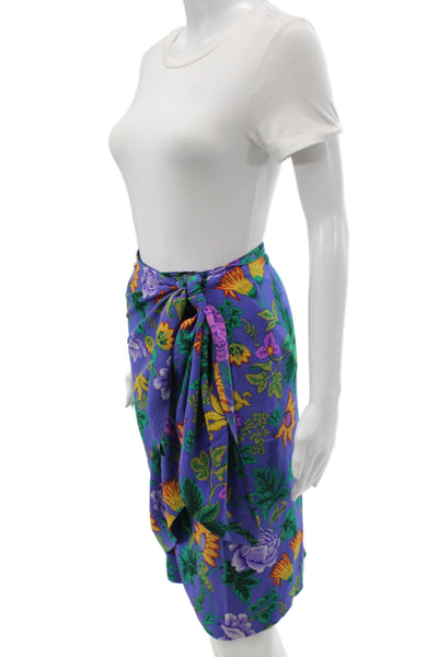 Ellen Tracy Women Wrap Silk Floral Short Skirt Tie Waist Size L