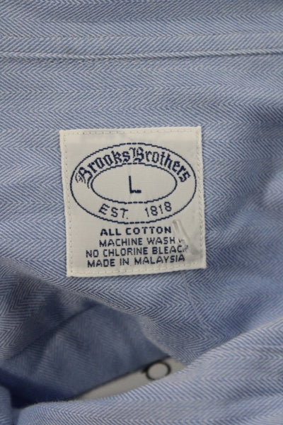Brooks Brothers Men's Long Sleeves Collared Button Up Shirt Blue Size L
