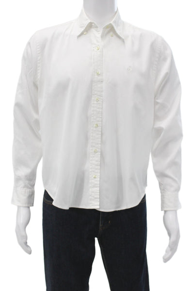 Brooks Brothers Mens Button Down White Cotton Long Sleeve Shirt Size L