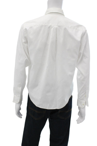 Brooks Brothers Mens Button Down White Cotton Long Sleeve Shirt Size L