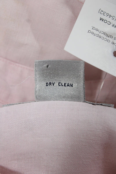 Brooks Brothers Women Striped Linen Button-Up 3/4 Sleeve Pink Size M