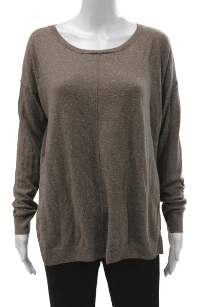 Vince Womens Brown Scoop Neck Pullover Sweater Long Sleeve Size M