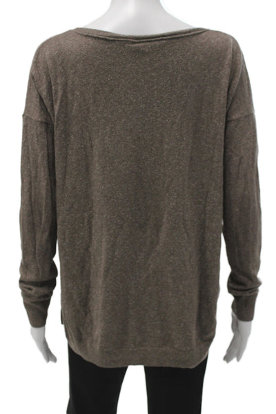 Vince Womens Brown Scoop Neck Pullover Sweater Long Sleeve Size M