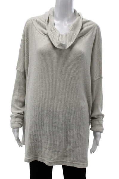 We The Free Women Pullover Sweater Cowl Neck Beige Long Sleeve Size L