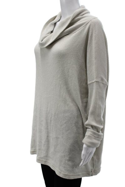 We The Free Women Pullover Sweater Cowl Neck Beige Long Sleeve Size L