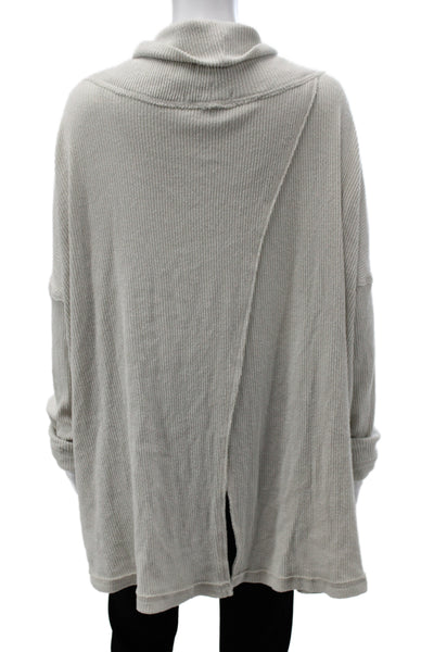 We The Free Women Pullover Sweater Cowl Neck Beige Long Sleeve Size L