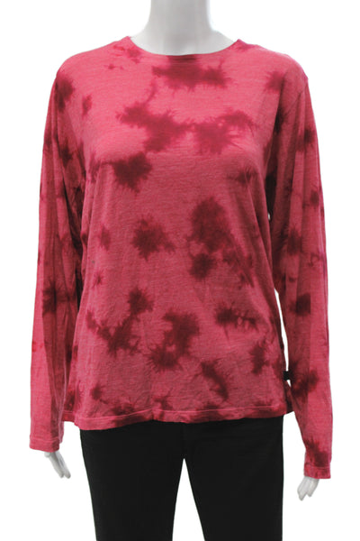 Lululemon Womens Pullover Tee Red Cotton Crew Neck Long Sleeve Tie Dye Size M