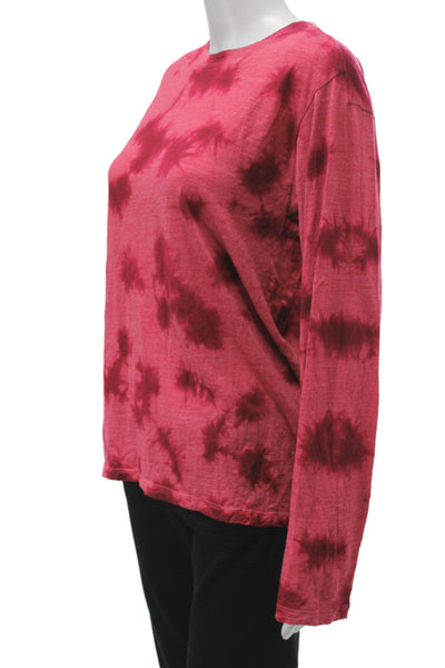 Lululemon Womens Pullover Tee Red Cotton Crew Neck Long Sleeve Tie Dye Size M