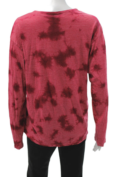 Lululemon Womens Pullover Tee Red Cotton Crew Neck Long Sleeve Tie Dye Size M