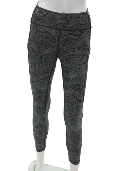 Lululemon Women Ankle Leggings Black Geometric Nylon Skull Size 6