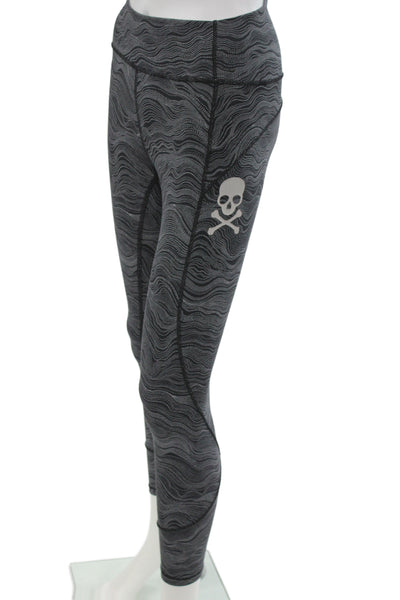Lululemon Women Ankle Leggings Black Geometric Nylon Skull Size 6
