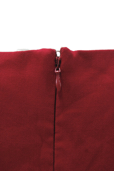 French Connection Women Fit & Flare Red Square Neck Short Sleeve Dress Size 6