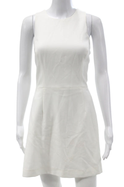French Connection Womens Mini Dress White Sleeveless Round Neck Zip Size 8