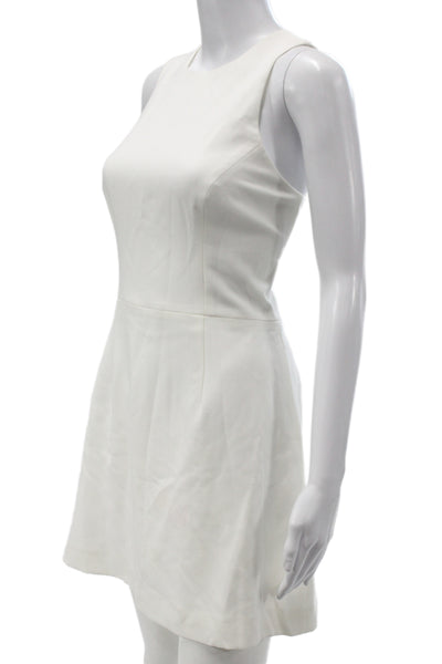 French Connection Womens Mini Dress White Sleeveless Round Neck Zip Size 8