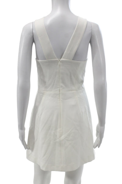 French Connection Womens Mini Dress White Sleeveless Round Neck Zip Size 8