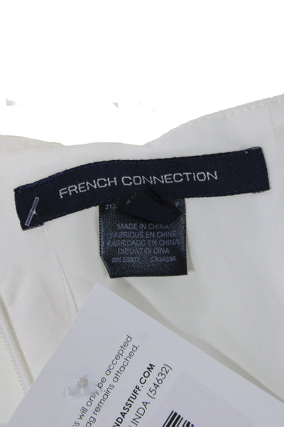 French Connection Womens Mini Dress White Sleeveless Round Neck Zip Size 8
