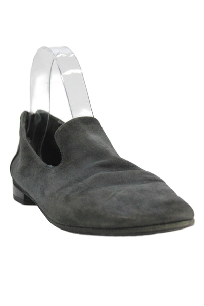 Marsell Womens Leather Suede Slip On Flats Gray Size 7.5