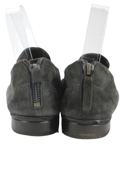 Marsell Womens Leather Suede Slip On Flats Gray Size 7.5