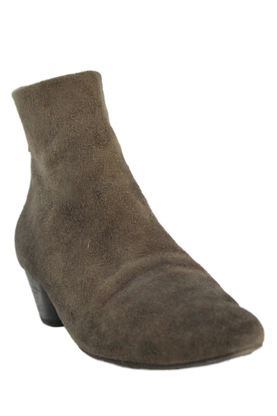 Marsell Womens Leather Suede Zip Up Ankle Booties Brown Size 8