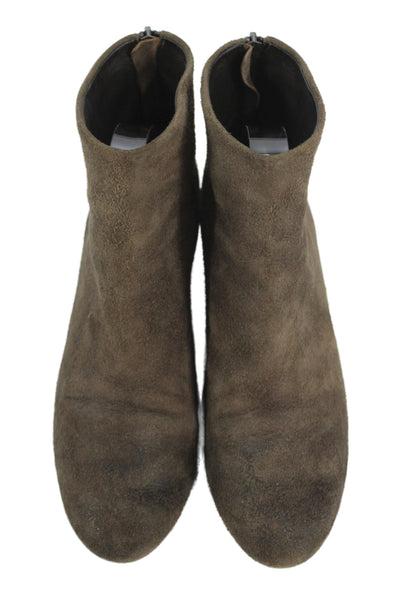 Marsell Womens Leather Suede Zip Up Ankle Booties Brown Size 8